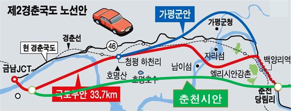 제2경춘국도 노선안 (자료출처=김진태의원실)