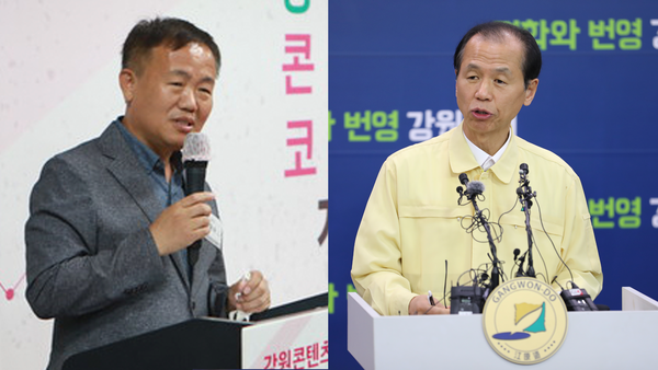 '춘천시 부시장 인사권'을 두고 대립 중인 이재수 춘천시장(왼쪽), 최문순 강원도지사. (사진=MS투데이 DB)