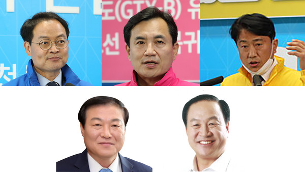 경선을 통해 완성된 당시 대진표. 왼쪽 시계방향부터 허영 후보, 김진태 후보, 엄재철 후보, 한기호 후보, 정만호 후보. (사진=MS투데이 DB)