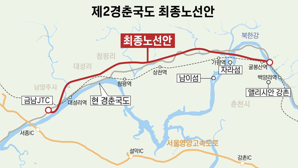 제2경춘국도 최종 노선안. (그래픽=박지영 기자)