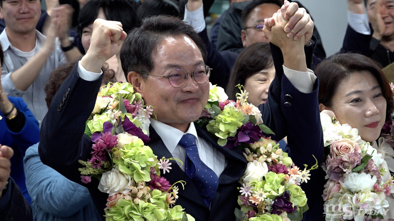 더불어민주당 소속으로 춘천 최초 재선에 성공한 허영 당선인. (사진=박지영 기자)